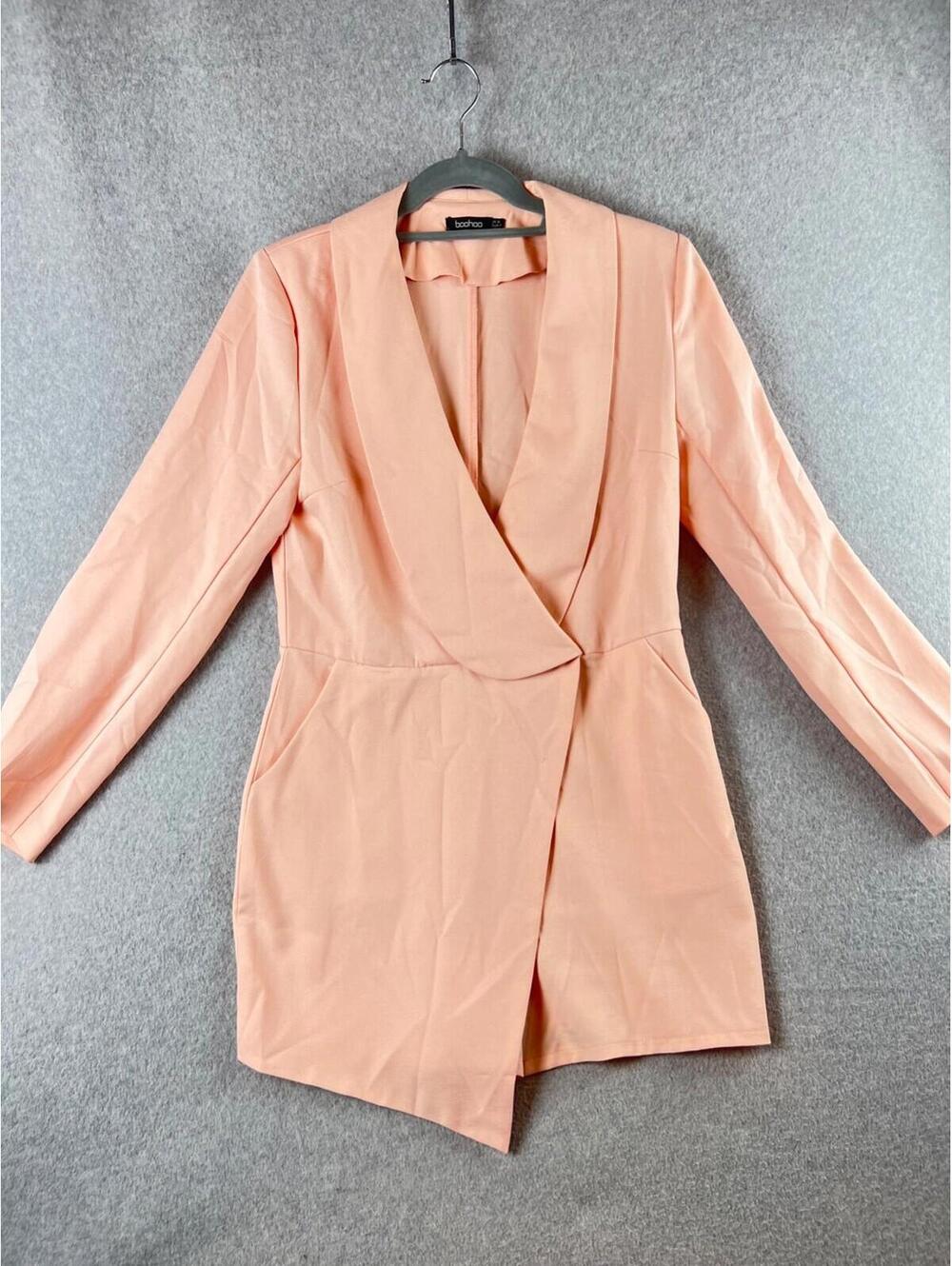 Boohoo Skort Blazer Dress Womens 10 Modern Minimalist Babiecore Work Blush Pink